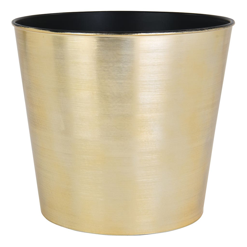 8 Round Brushed Gold Plastic Pot