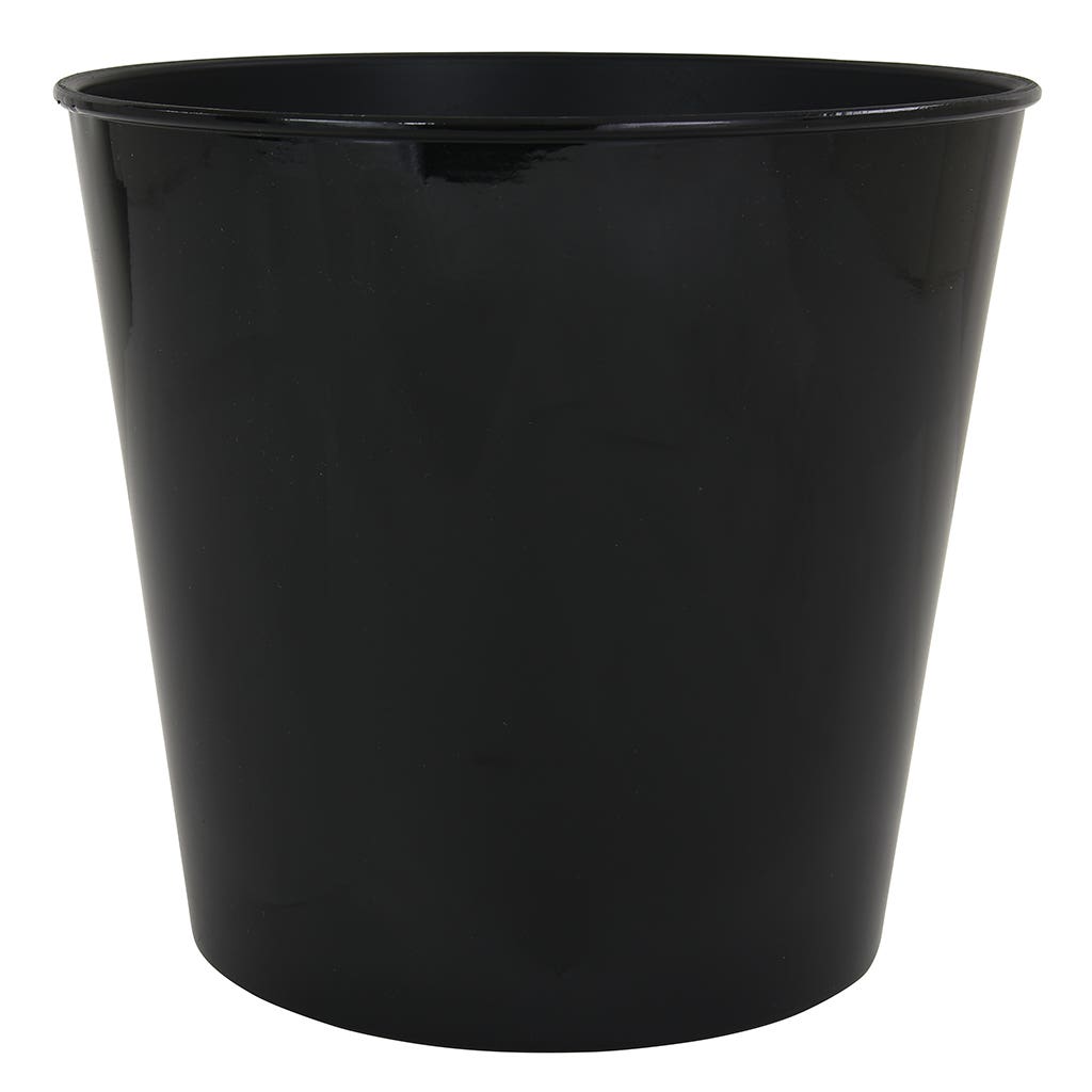 10 Round Brushed Black Plastic Pot