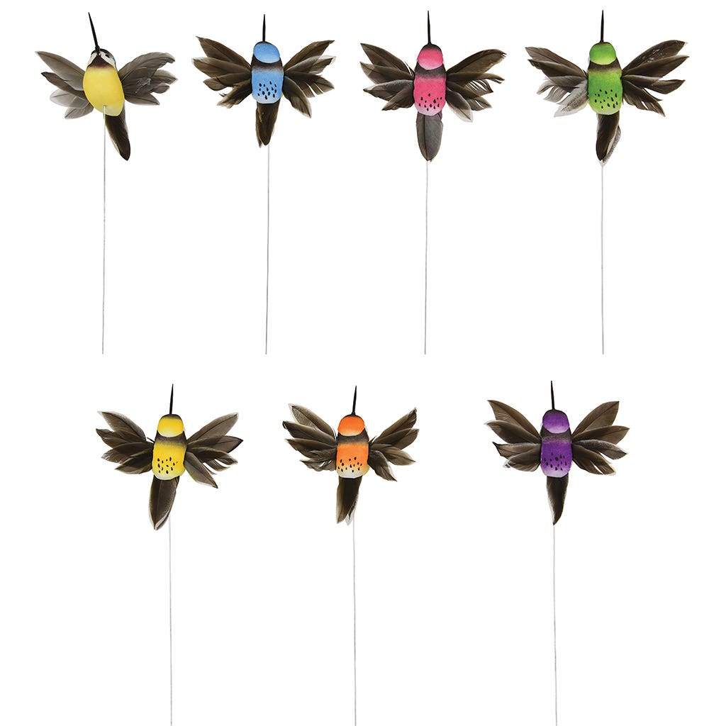 Assorted Fabric Hummingbird Picks