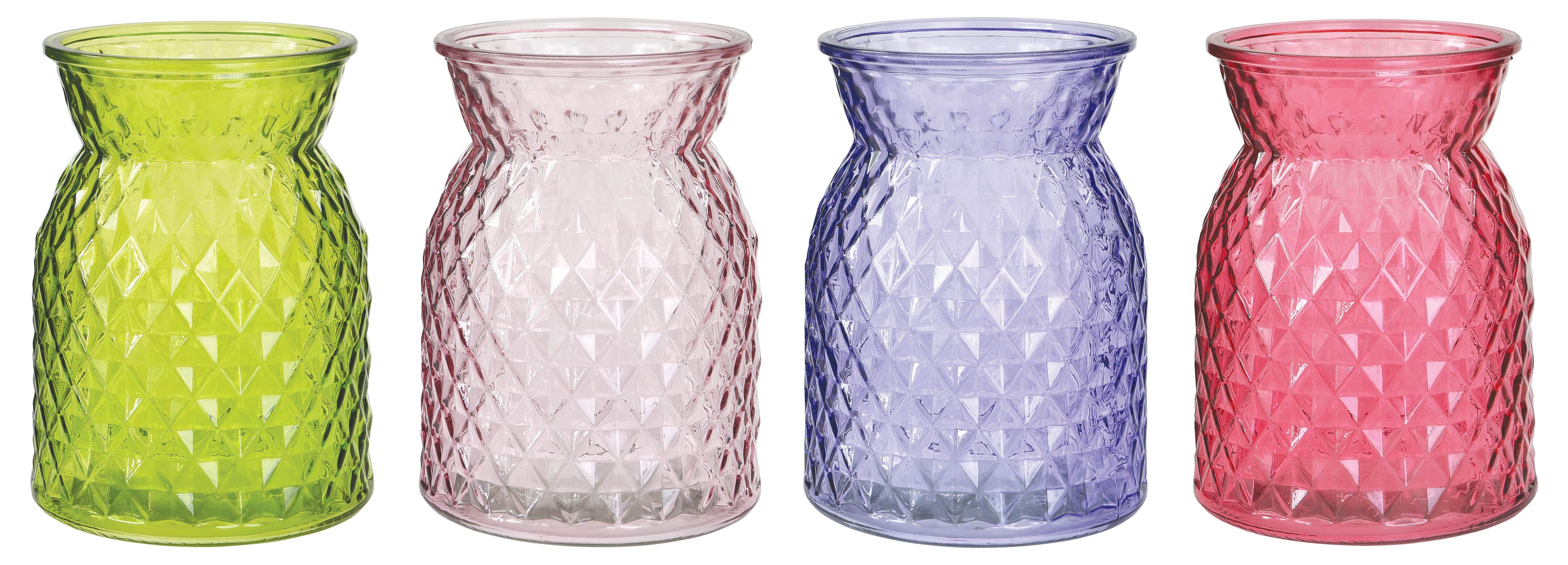6.25 Curved Textured Glass Vase, Asst