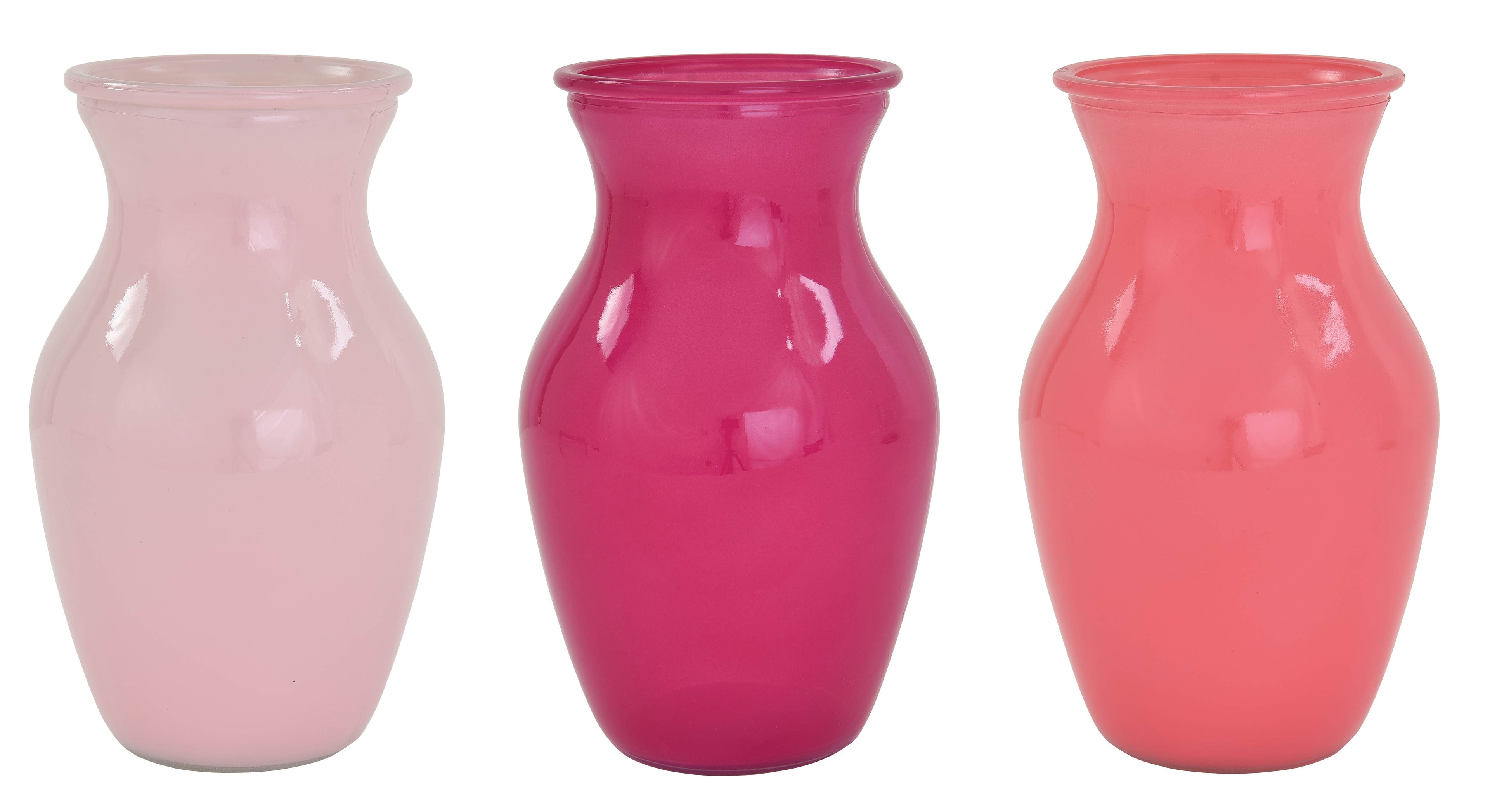 8 Round Pink Glass Vase, Assorted