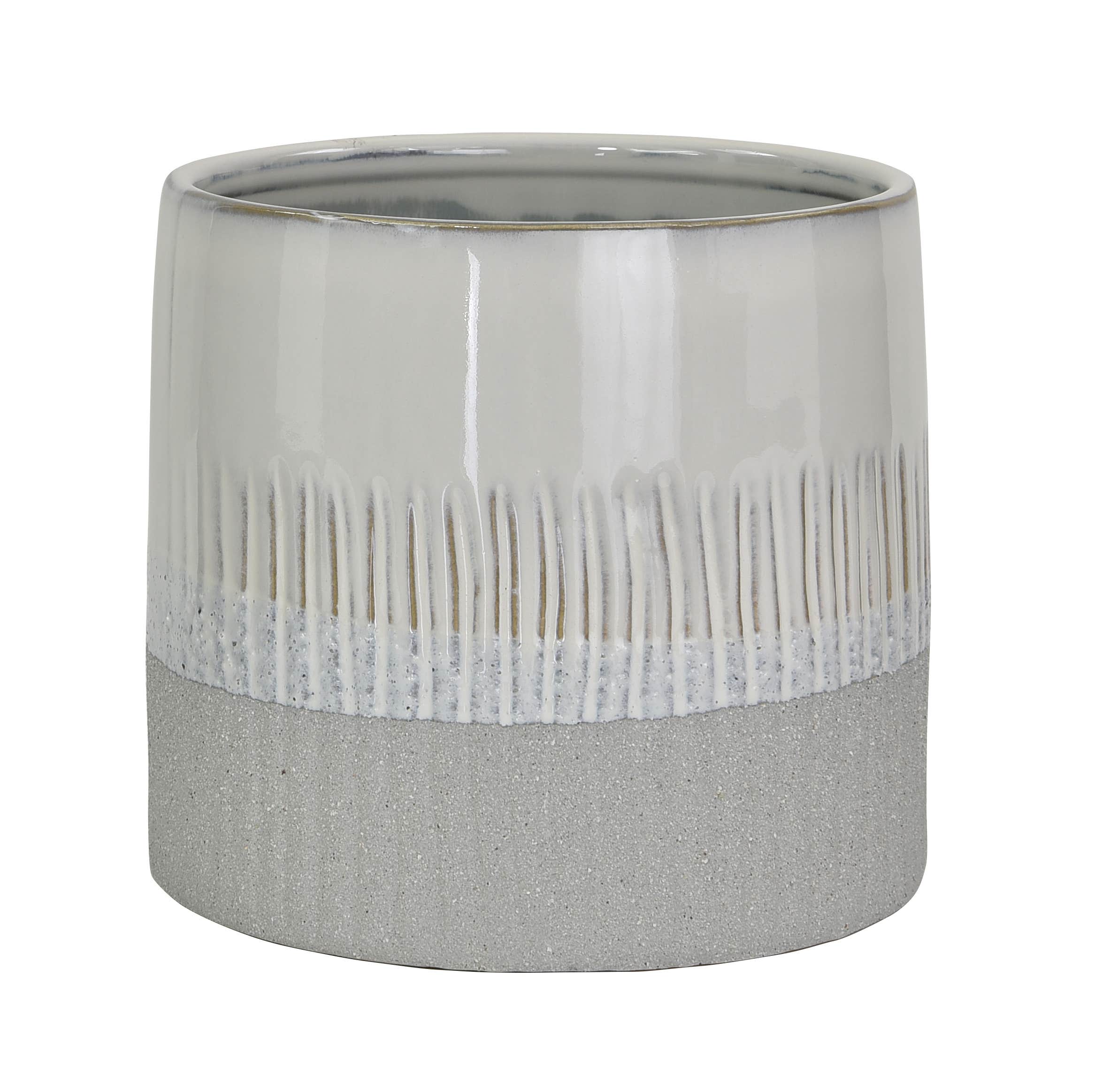 5 Round White and Gray Ceramic Pot