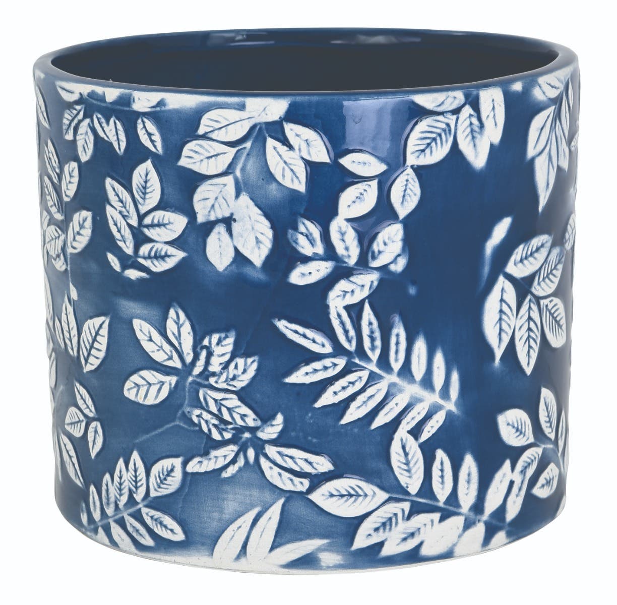 4.5 Round Blue Leaf Design Pot