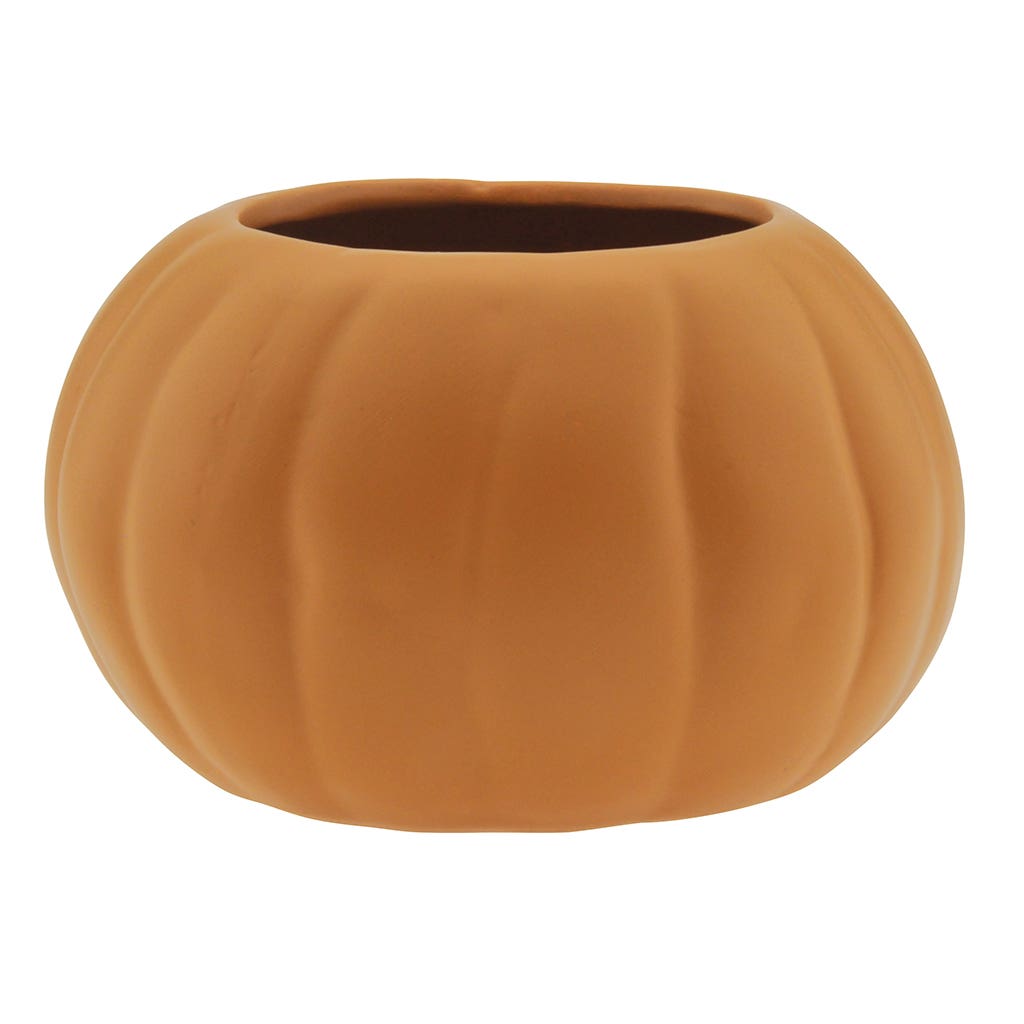 6 Orange Matte Pumpkin Ceramic Pot