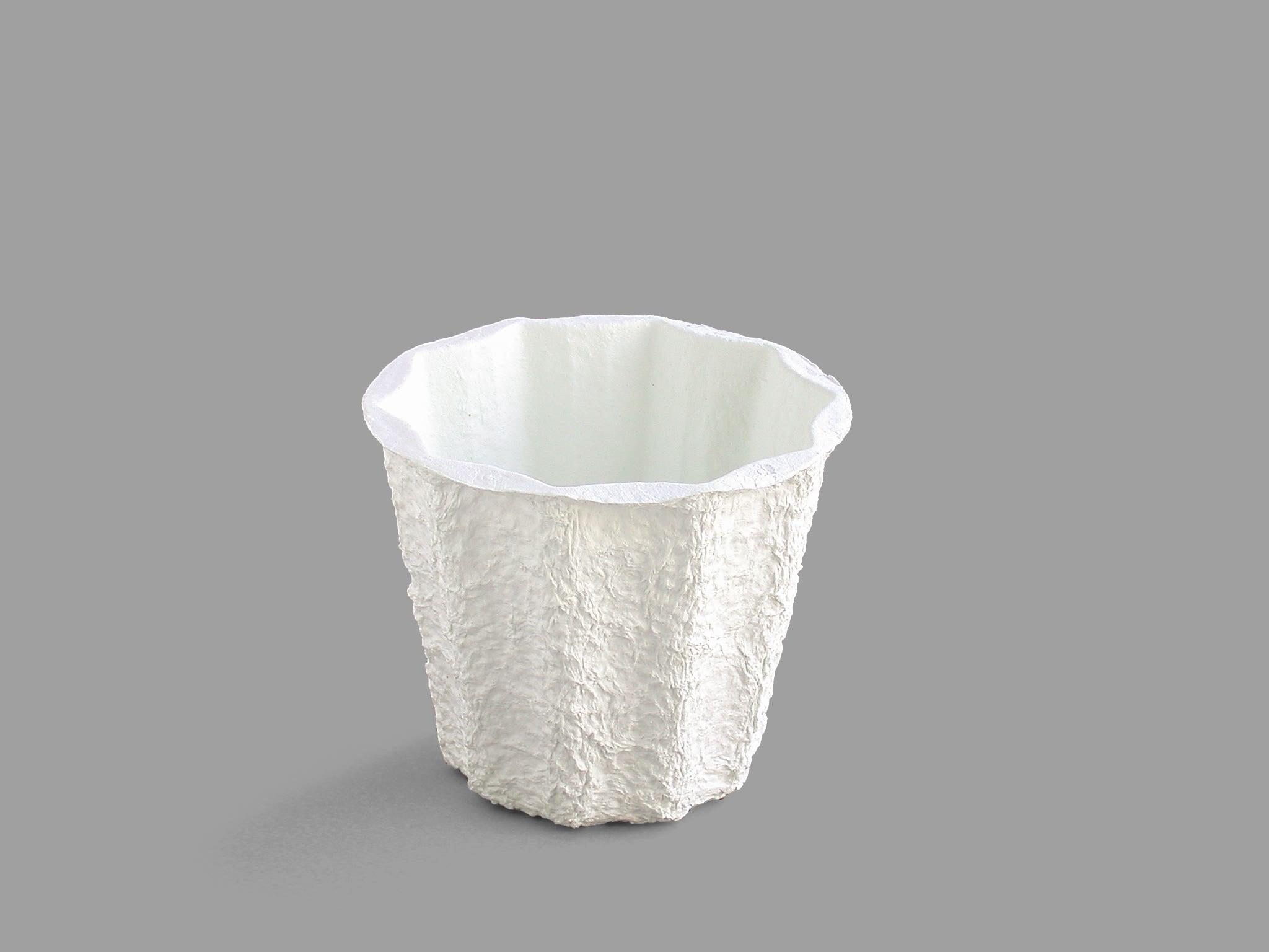 6 White Paper Mache Round Bucket