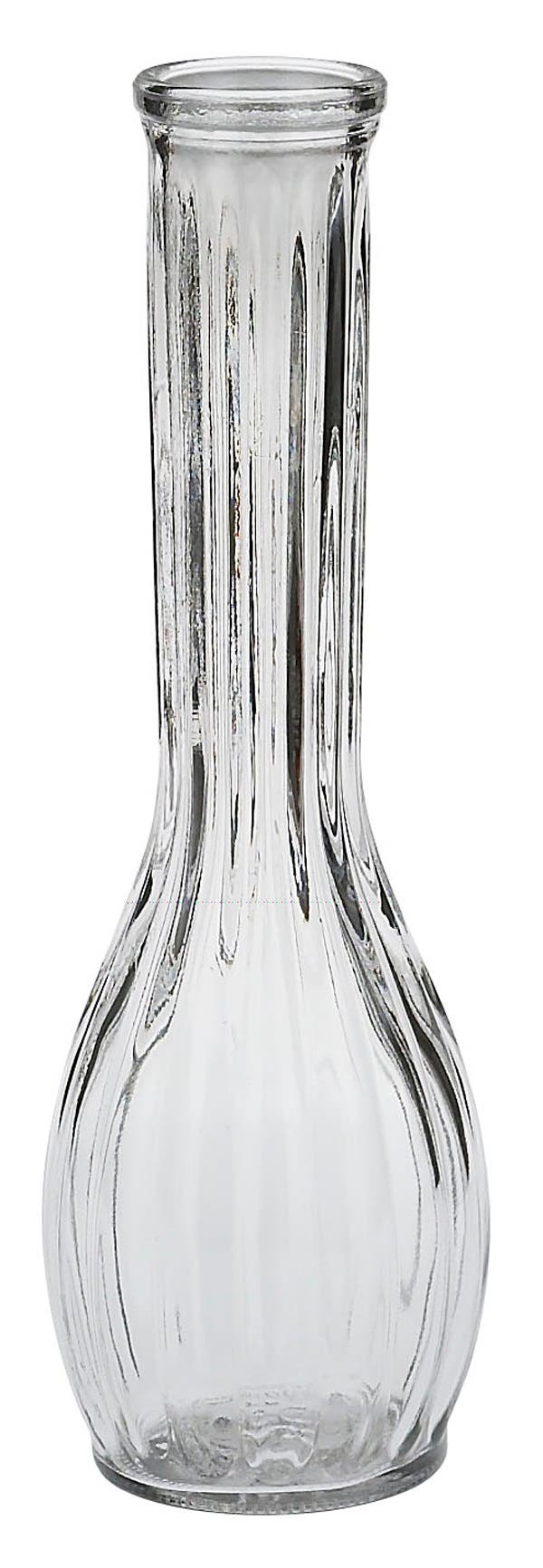 9 Clear Ribbed Glass Bud Vases, 24-Case