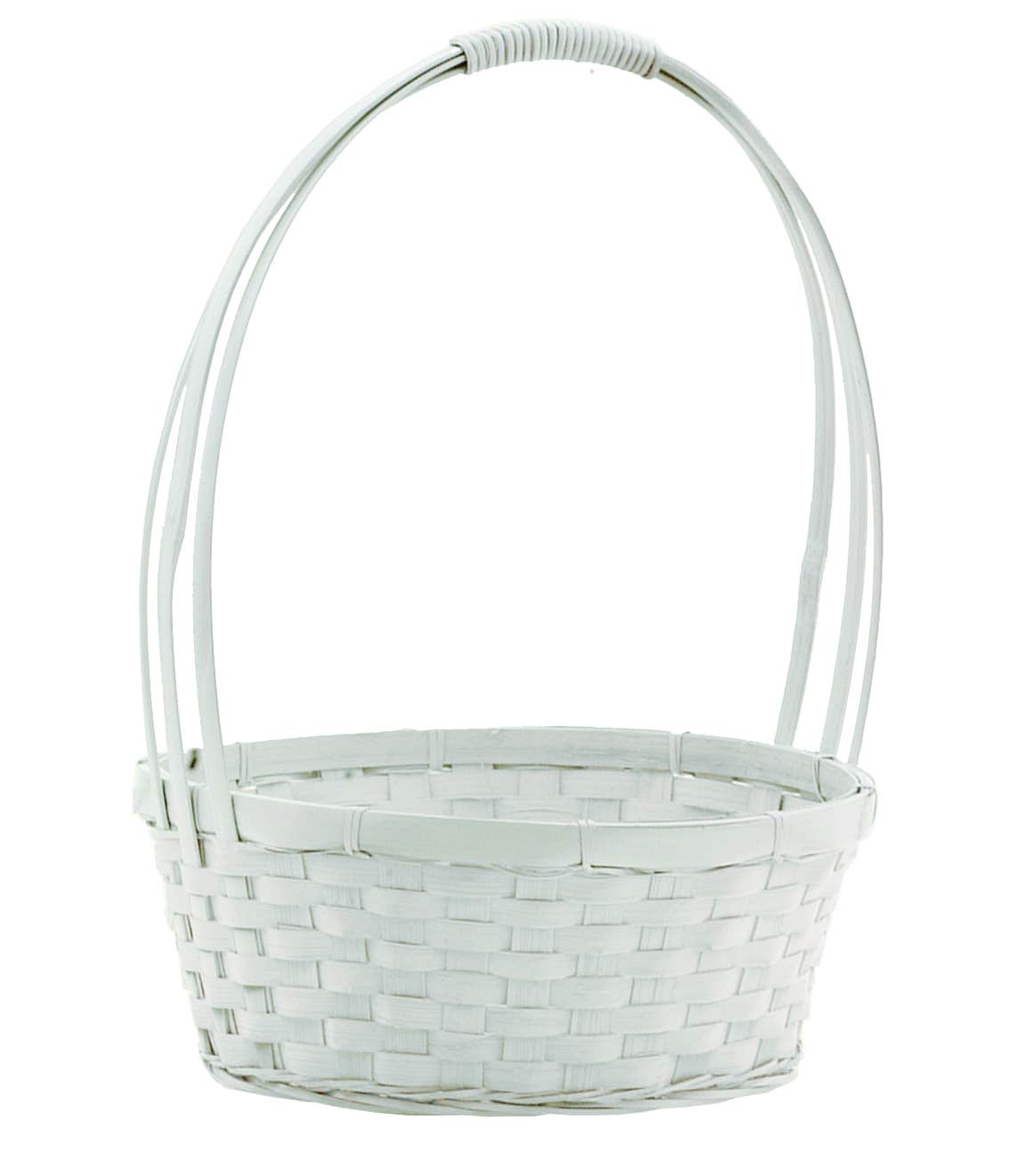 10 White Painted Fern And Straw Basket