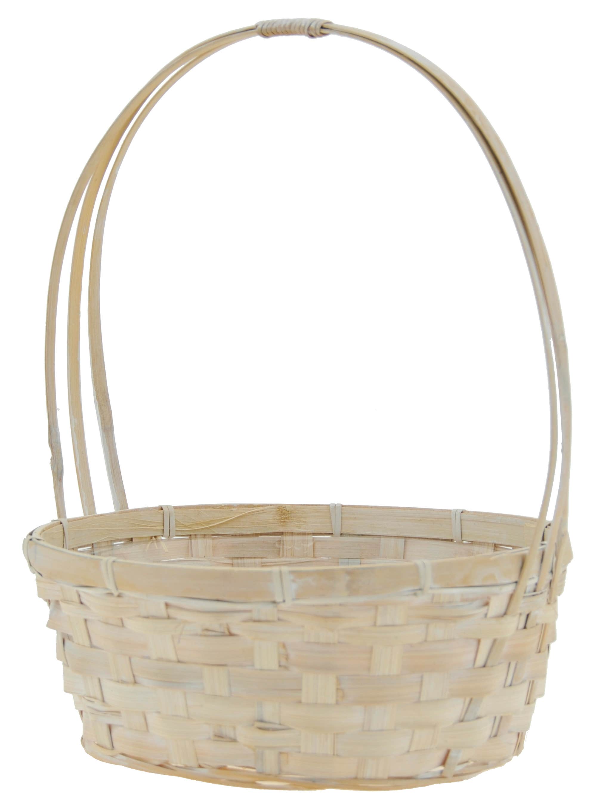 10 Round White Wash Bamboo Basket