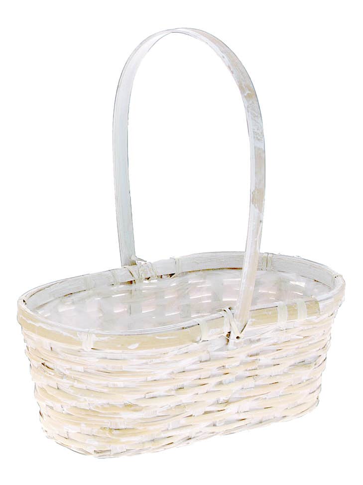 10 Peanut White Wash Rattan Basket