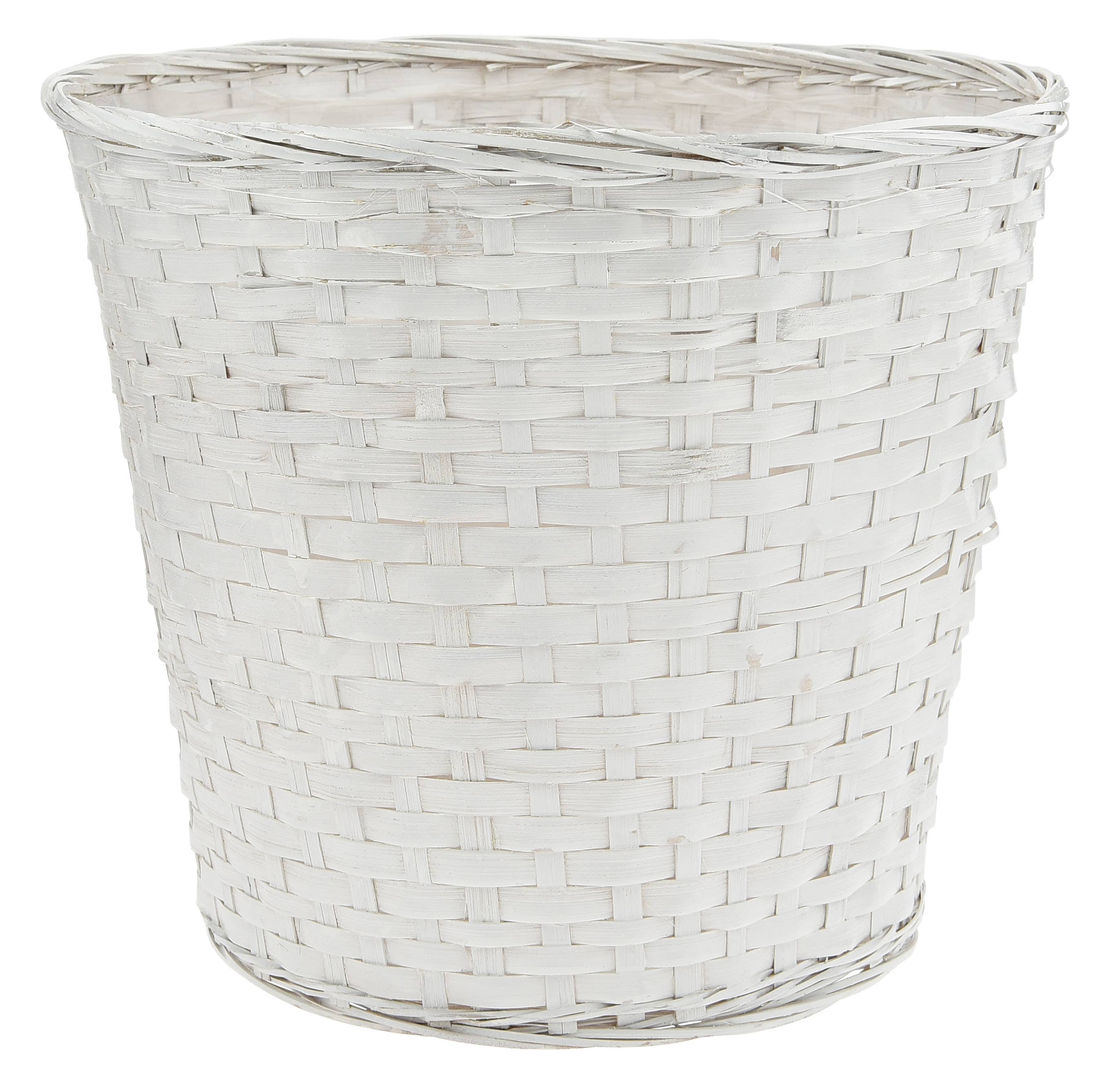10 White Painted Bamboo Pot Cover