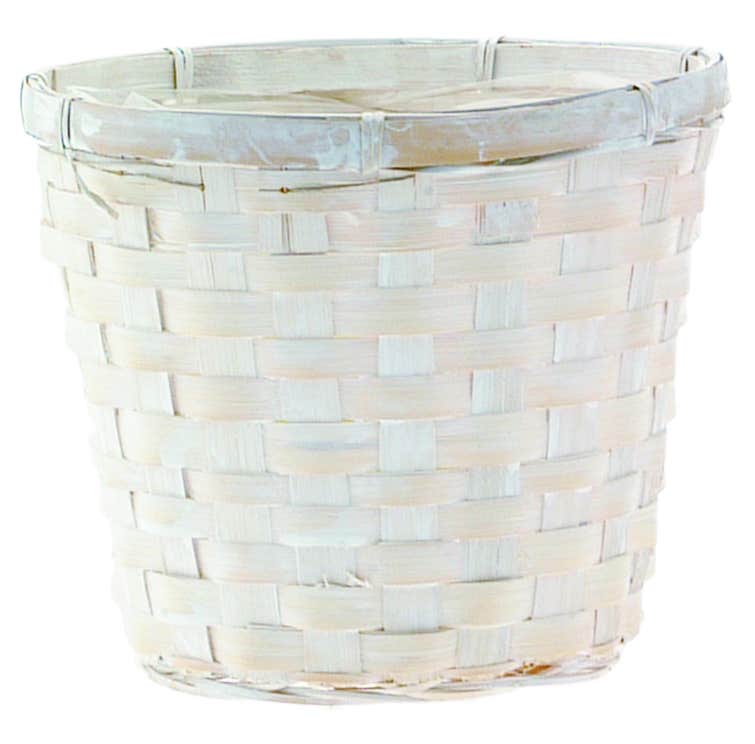 6 White Wash Bamboo Pot Cover