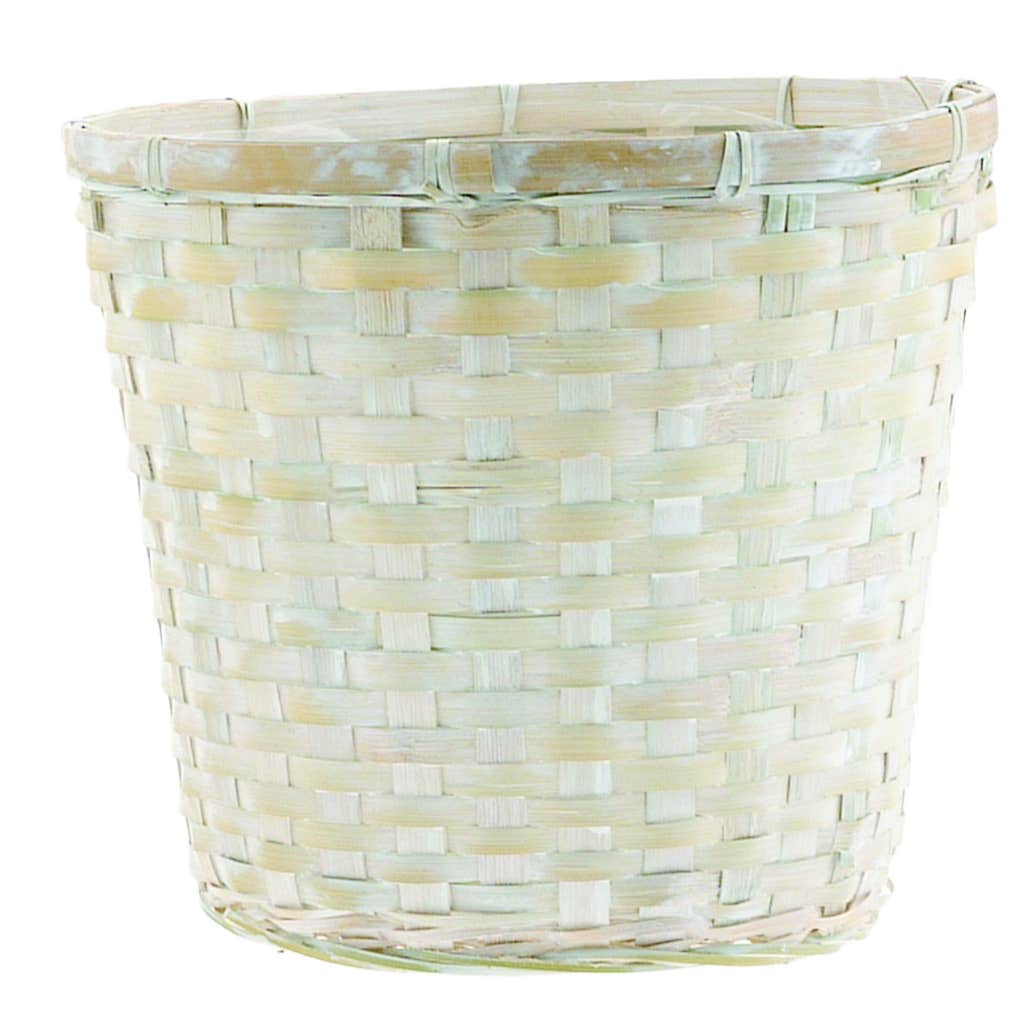 8 White Wash Pot Cover with Liner