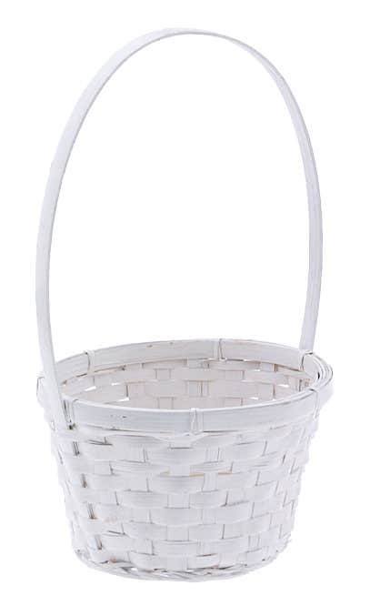6 Round White Bamboo Basket