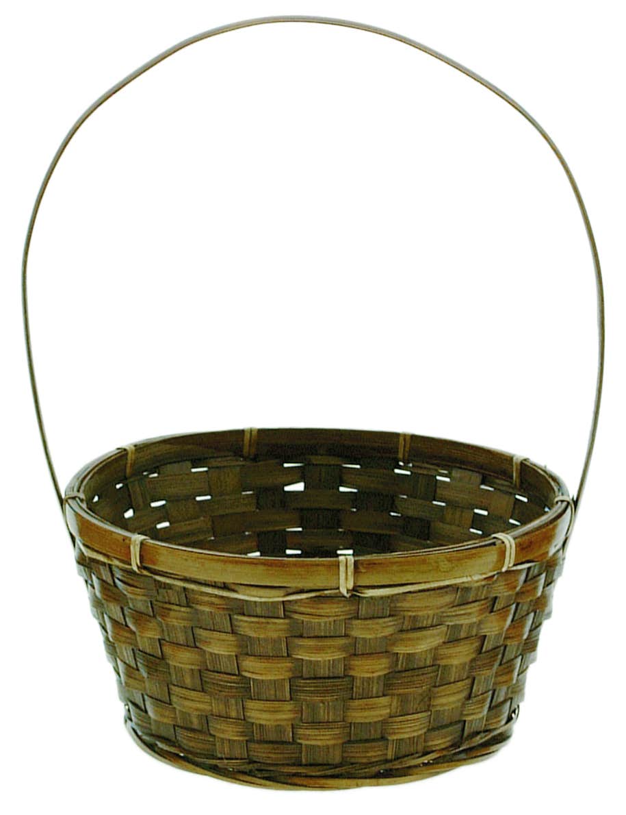 8 Round Brown Bamboo Basket with Liner