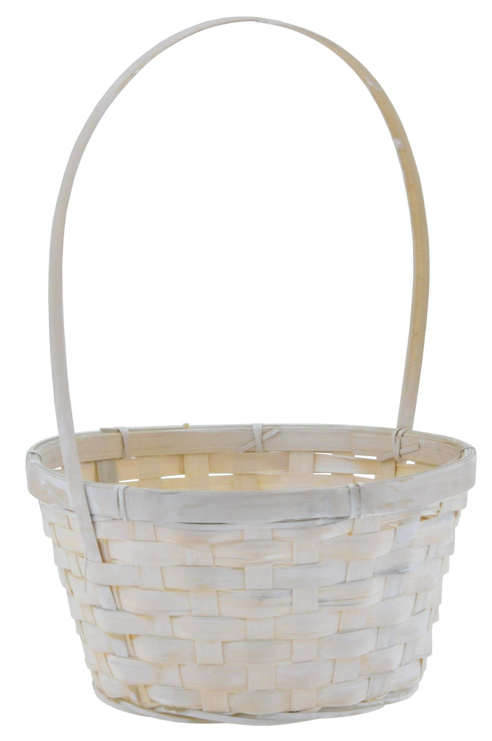 8.5 Round White Wash Bamboo Basket