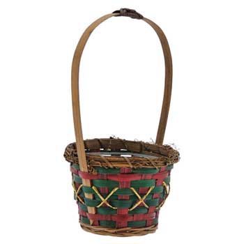 5",Round Xmas Basket W/Handle