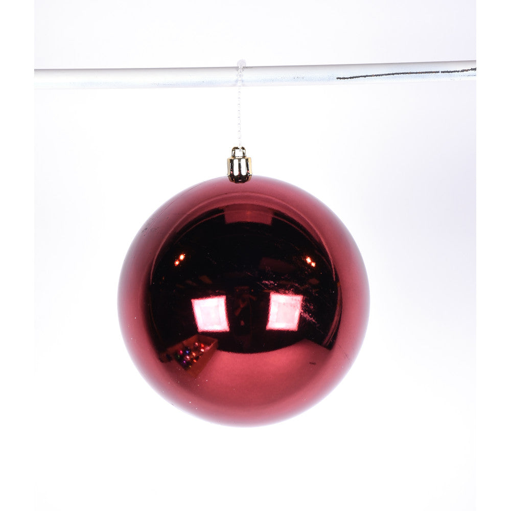 80mm Burgundy Plastic Ball Ornament, 6-Box