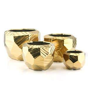 5.25 x 4.25 Gold Glossy Ceramic Pot