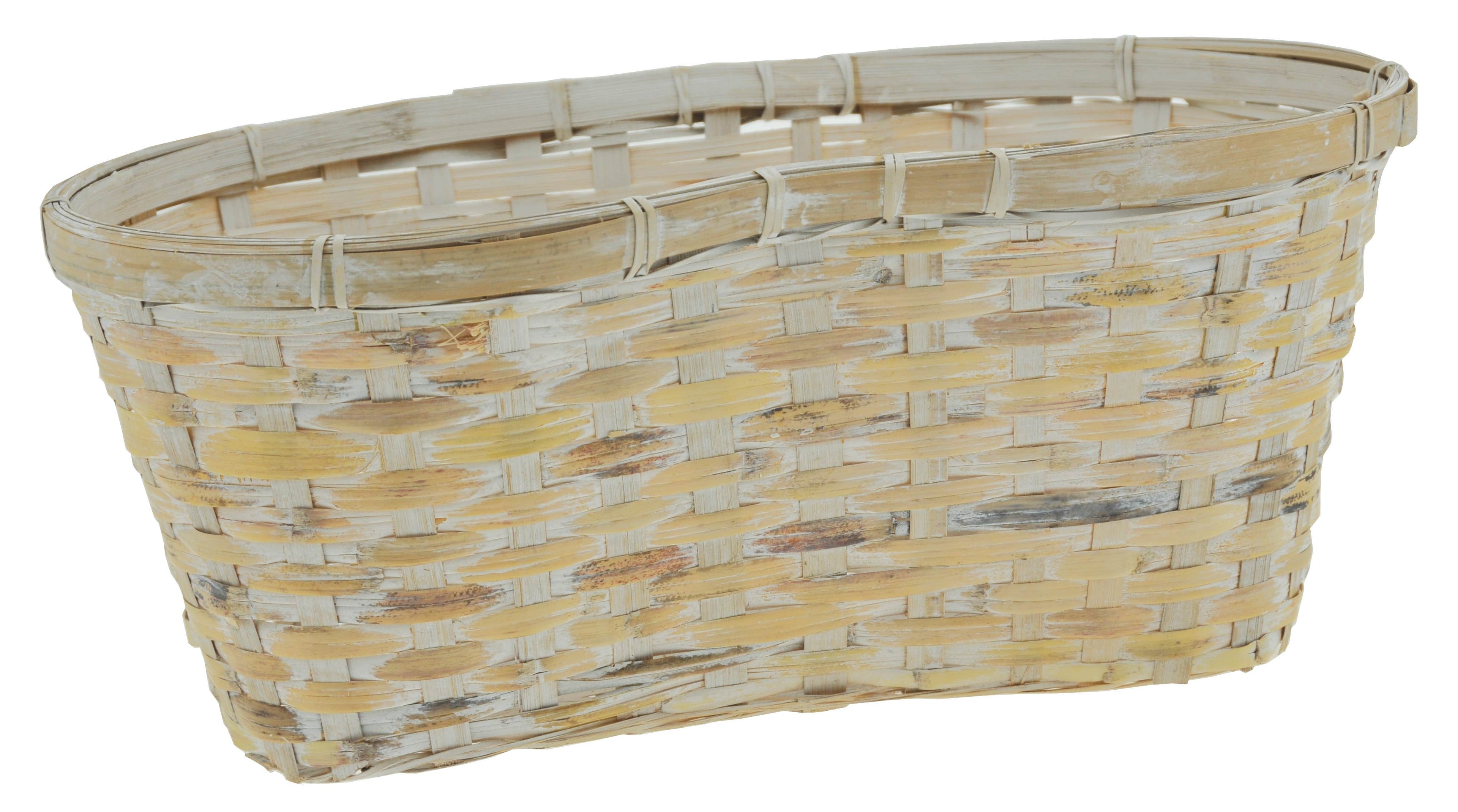 18 White Wash Bamboo Peanut Basket