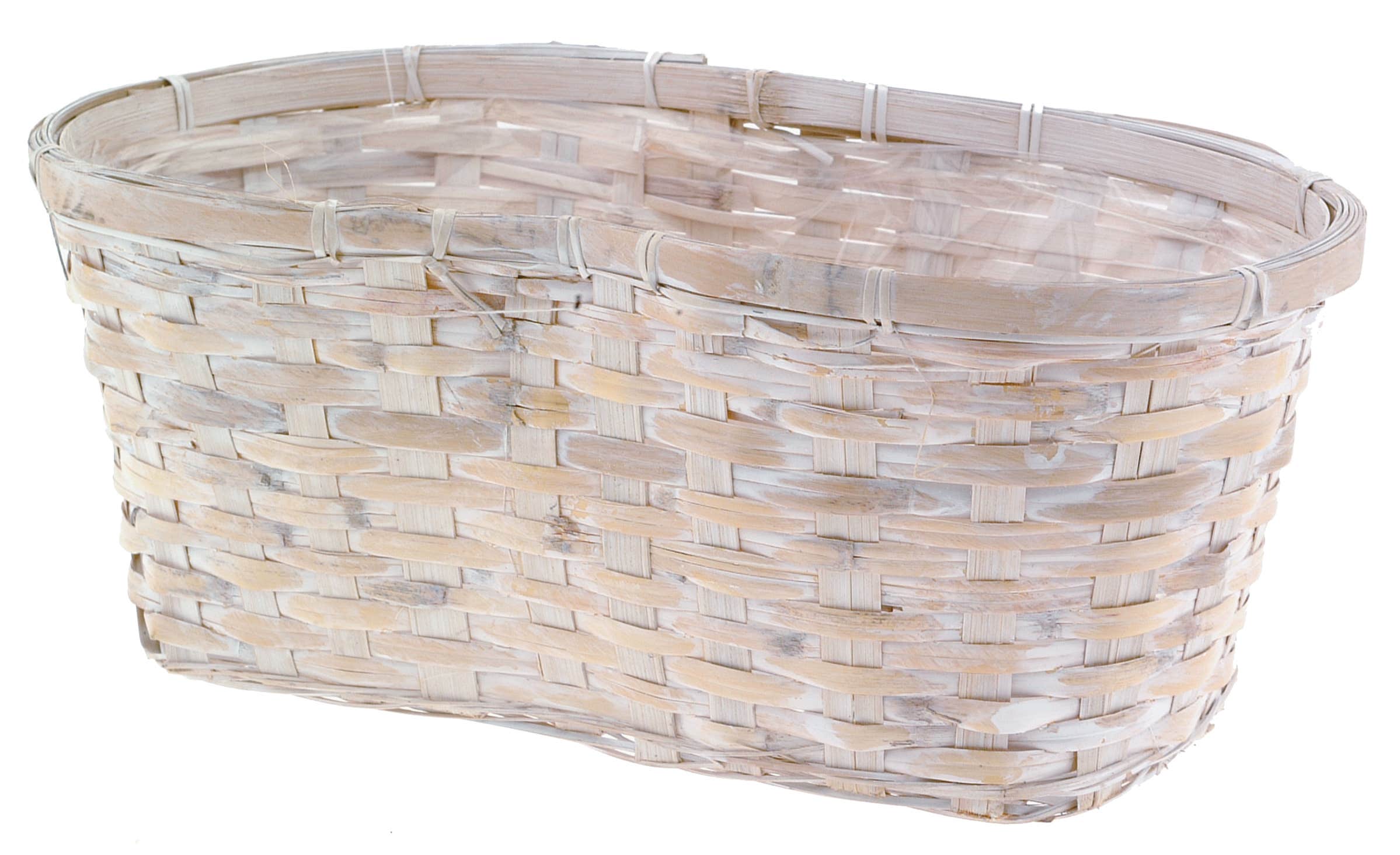 14 White Wash Bamboo Basket