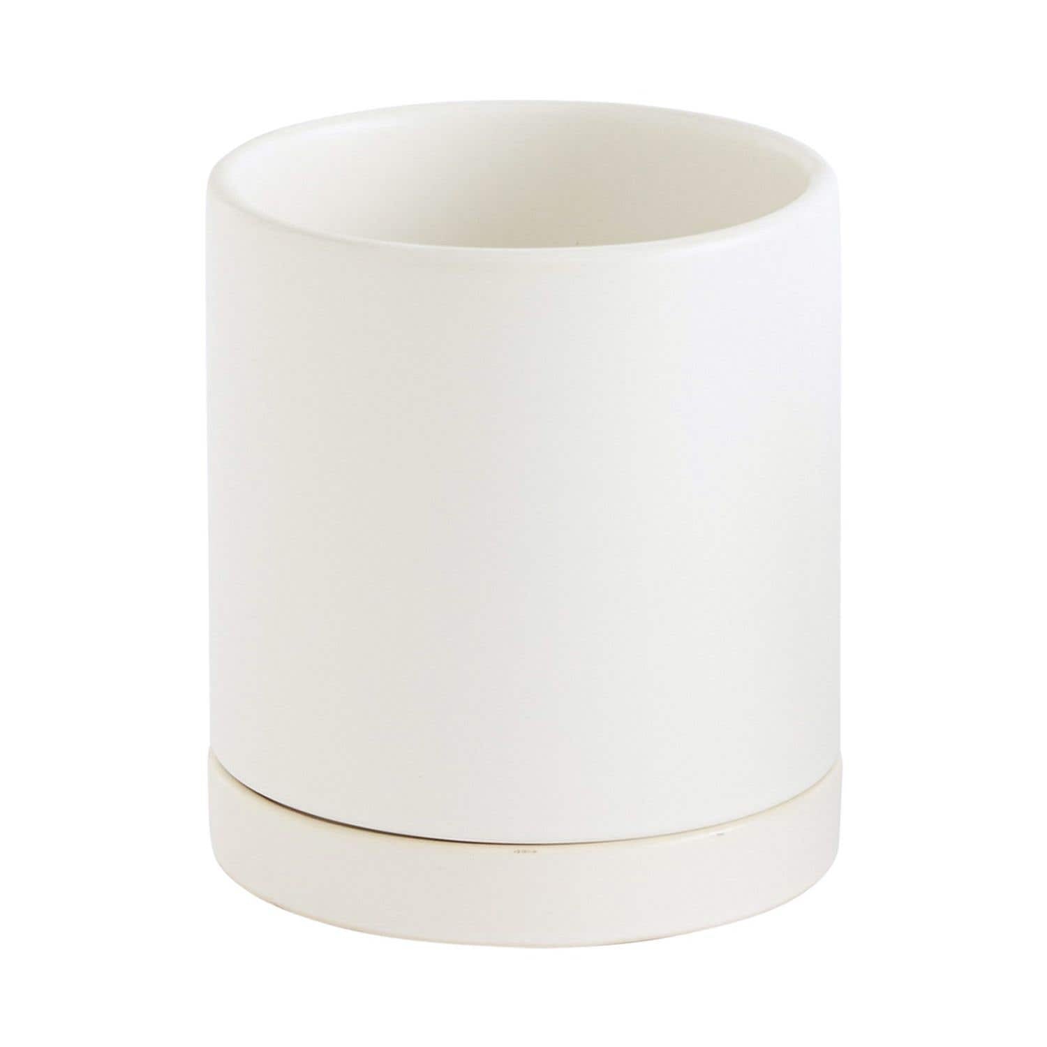 5.25 x 5.75 Romey White Ceramic Pot