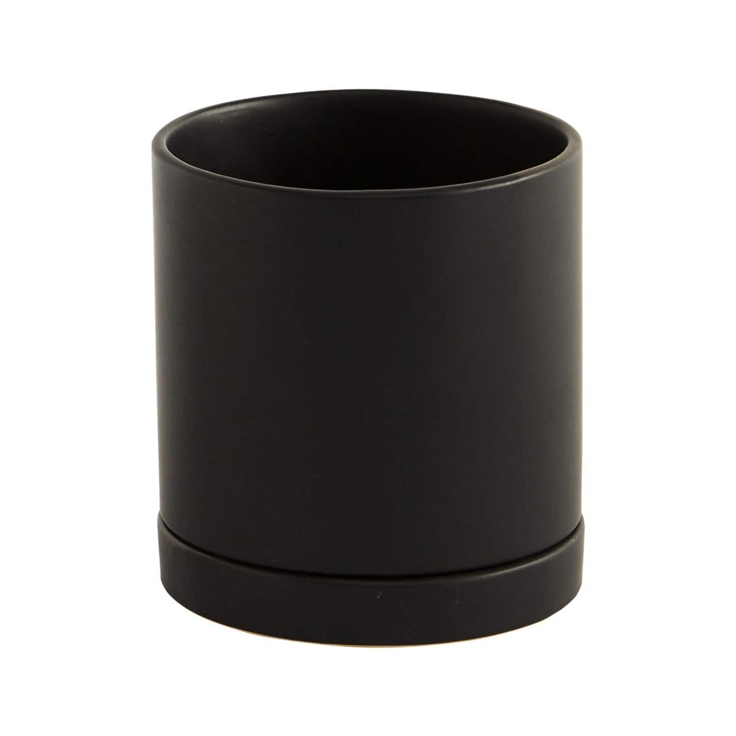 5.25 x 5.75 Romey Black Ceramic Pot