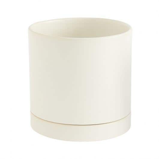 7.25 x 7 Romey White Ceramic Pot