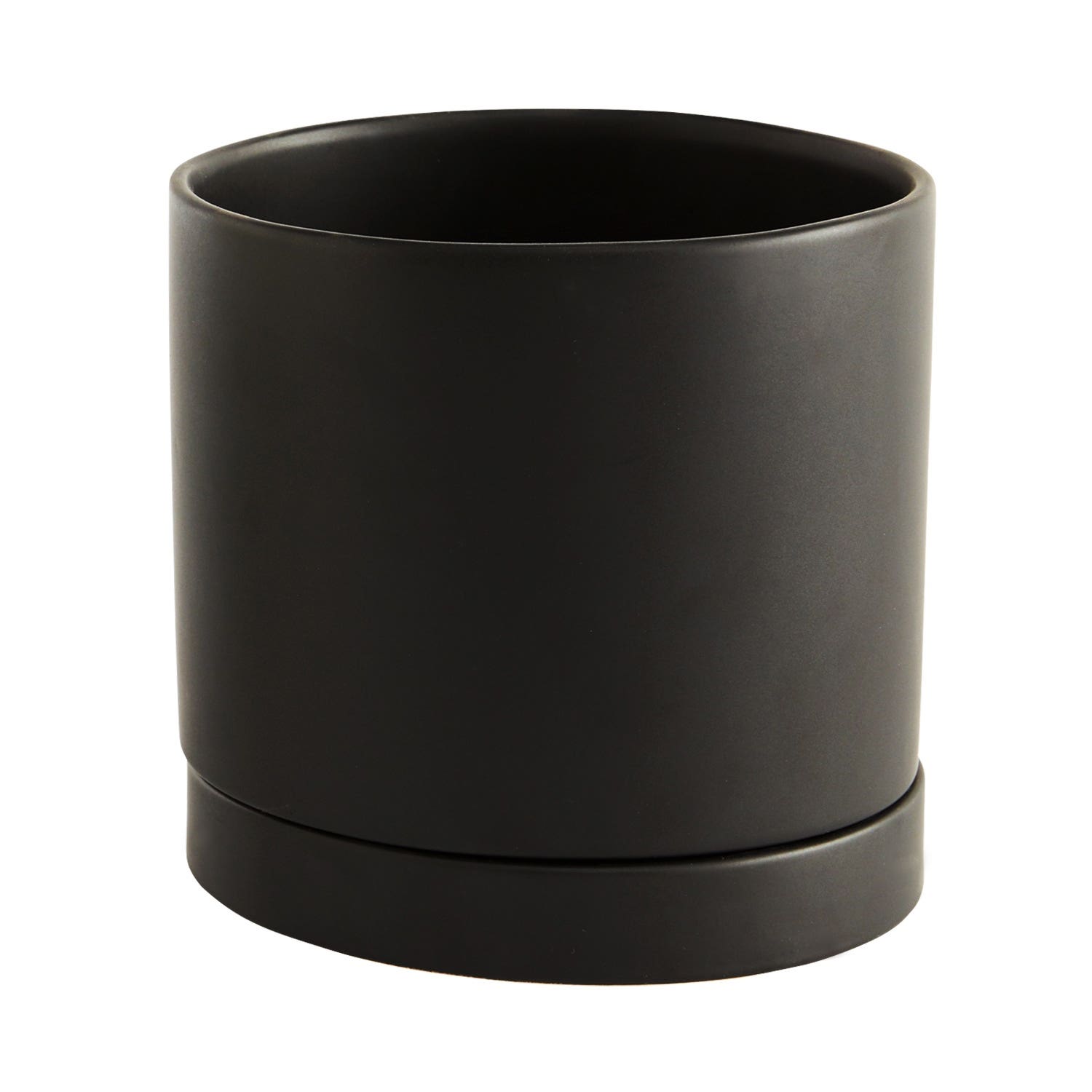 7.25 x 7 Romey Black Ceramic Pot