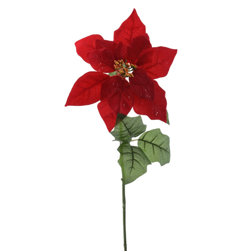 22" Red Velvet Poinsettia Stem