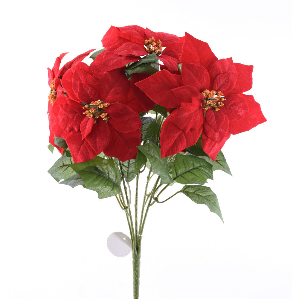20" Red Poinsettia Bush