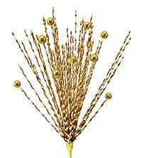 18 Gold Curly Tinsel Bead Spray