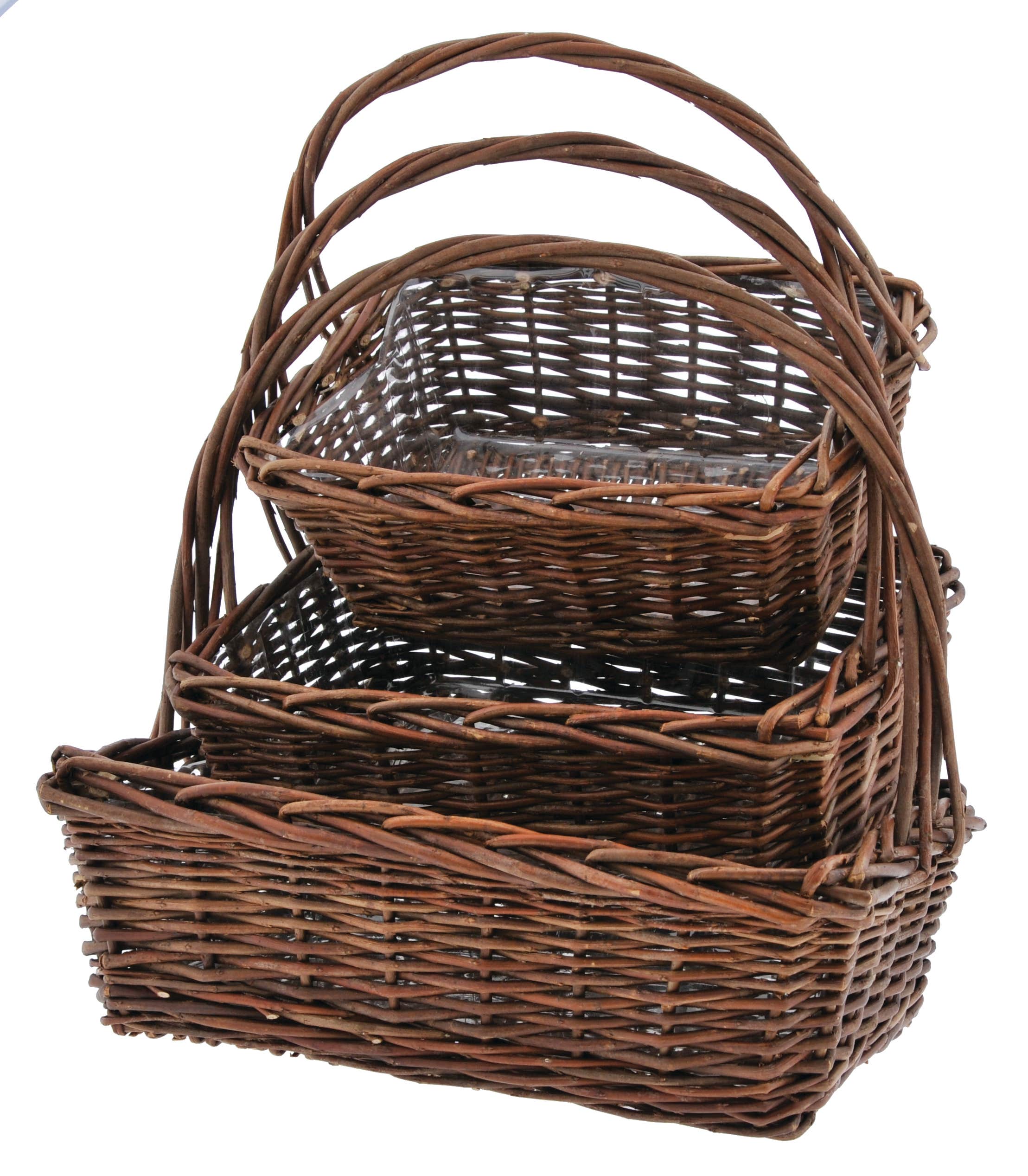 8x4.5 Unpeeled Willow Baskets, Set of 3