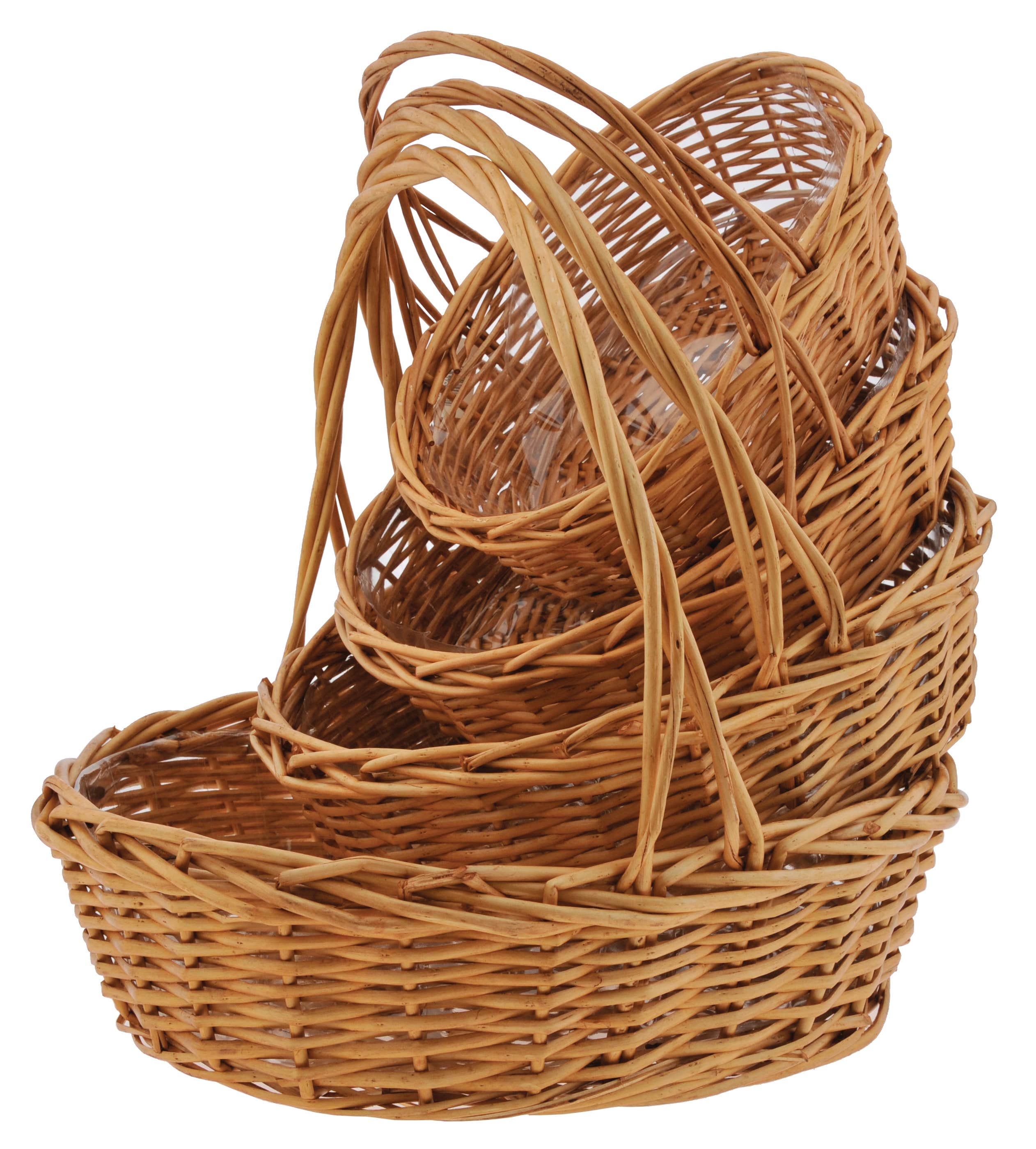 5 Buff Stained Willow Baskets, Set of 4