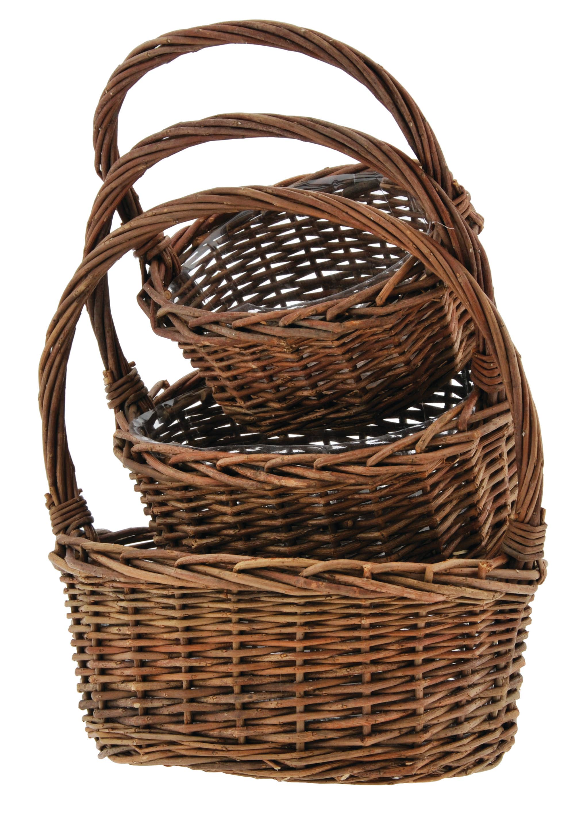 8 Rustic Willow Oval Baskets, Set of 3