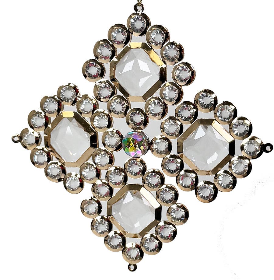 5.5 Gold/Clear Crystal Diamond Ornament