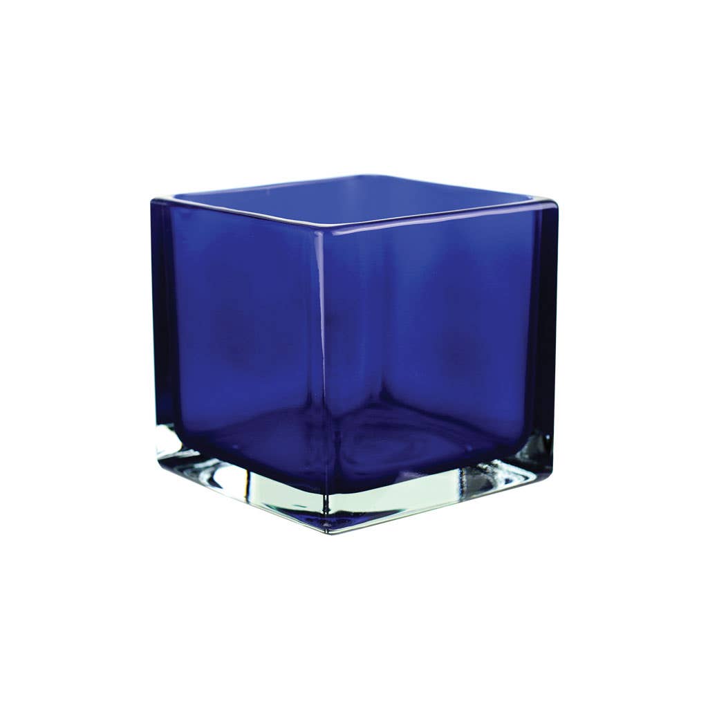 4 Square Cobalt Glass Vase