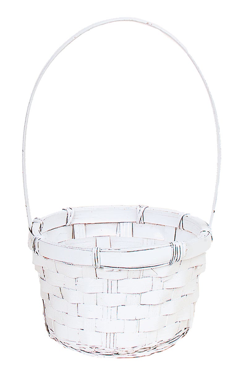 6 Painted White Basket with Handle