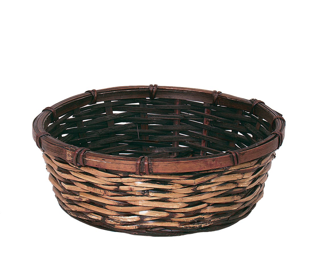 3.5x10 Round Natural Dark Bamboo Basket