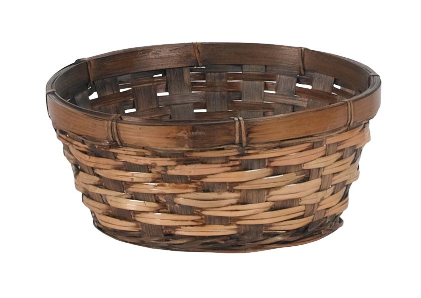 8 x 3.5 Round Dark Brown Bamboo Basket
