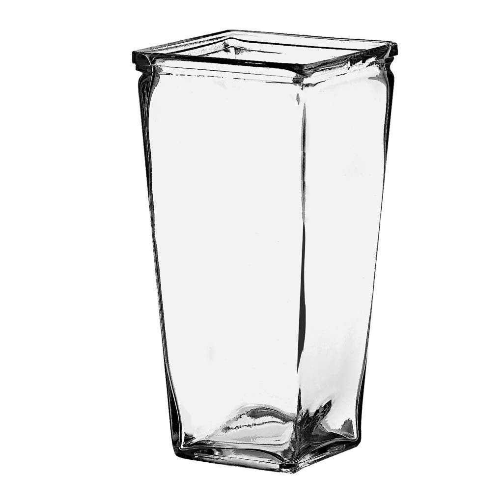 9 Clear Tapered Square Vases, 12-Case