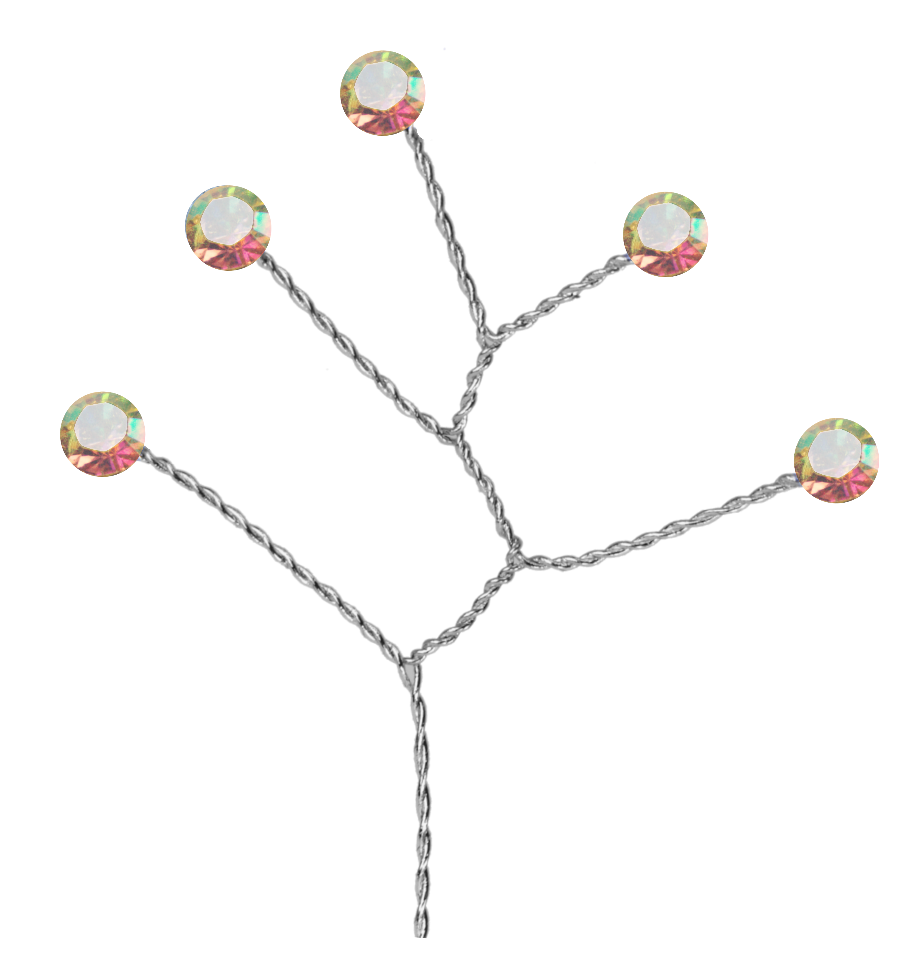 6 Iridescent Rhinestone Quintet Stem
