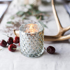 3.55 Antique Silver Glass Votive Holder