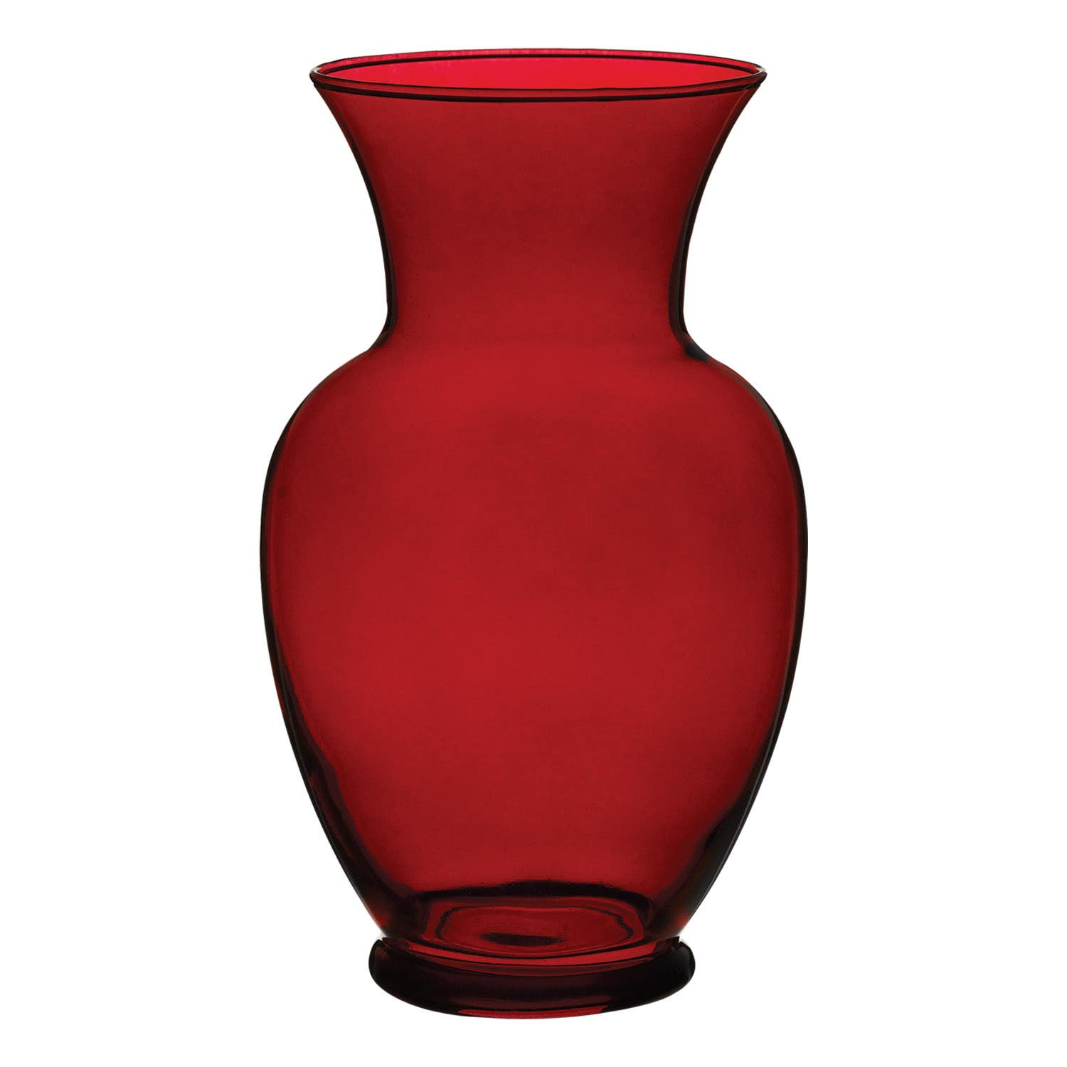 10.625 Clear Ruby Glass Vases, 6-Case