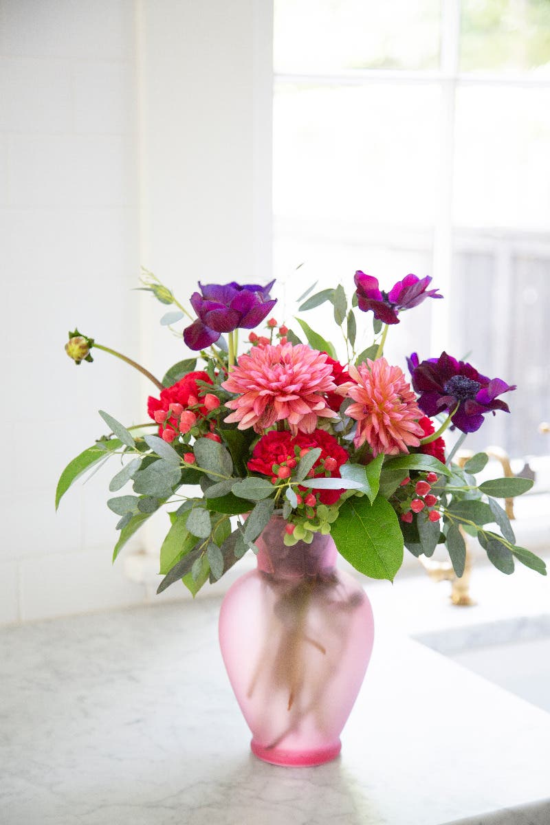 10.625 Matte Rose Glass Vase