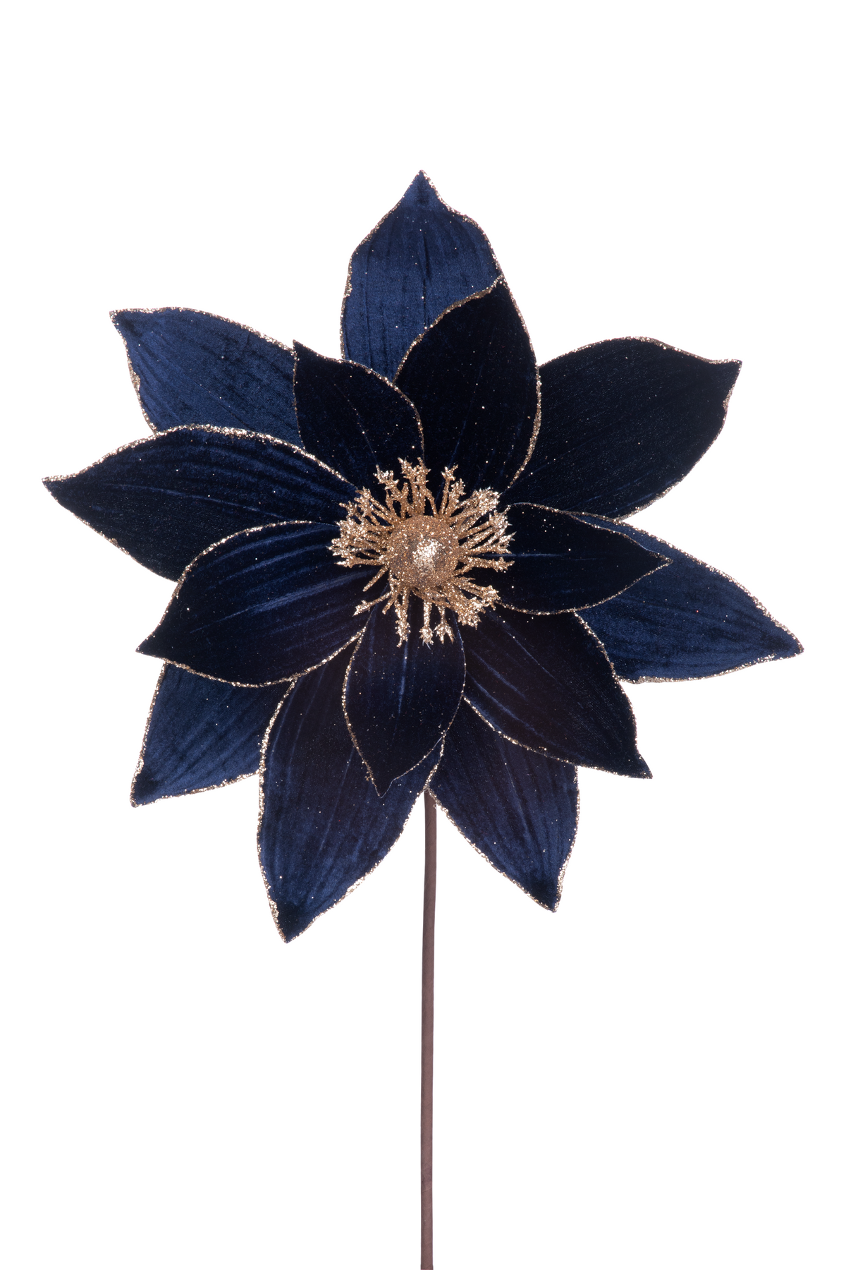 17" Dark Blue and Gold Poinsettia