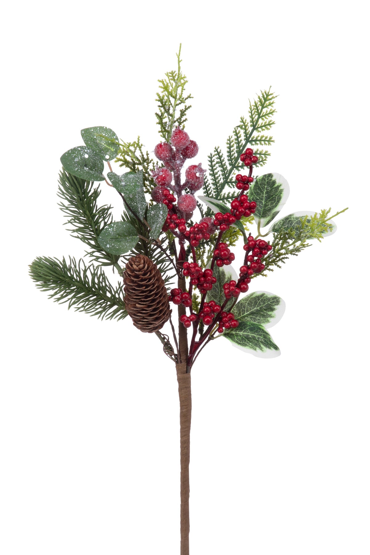 17" Frosted Red Berry Pine Pick