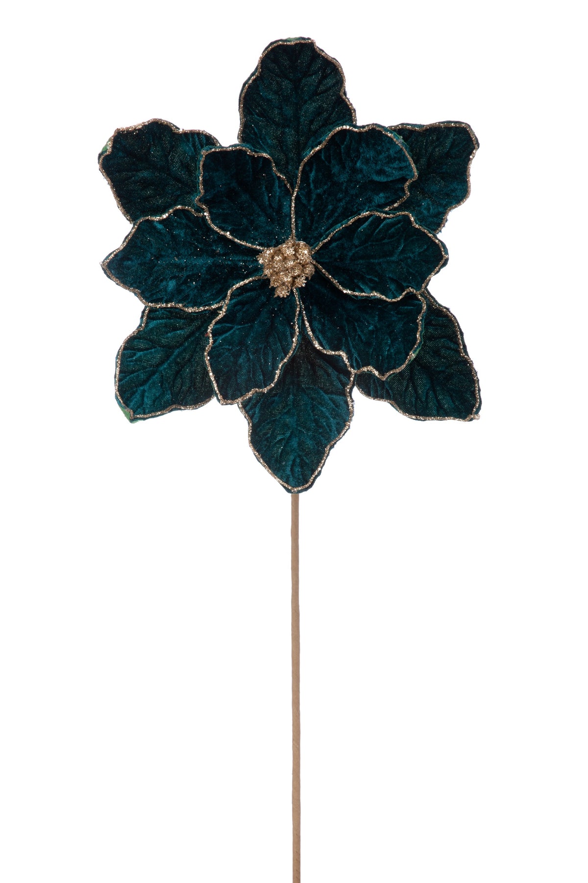 20" Peacock Green Poinsettia Stem