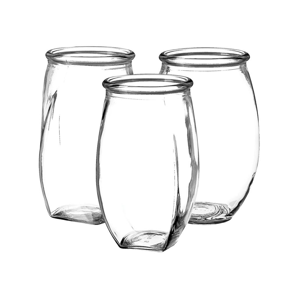 9 Assorted Glass Trio Vases, 12-Case