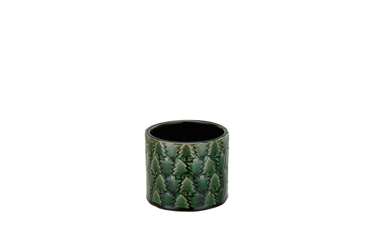 5" Green Embossed Xmas Tree Planter