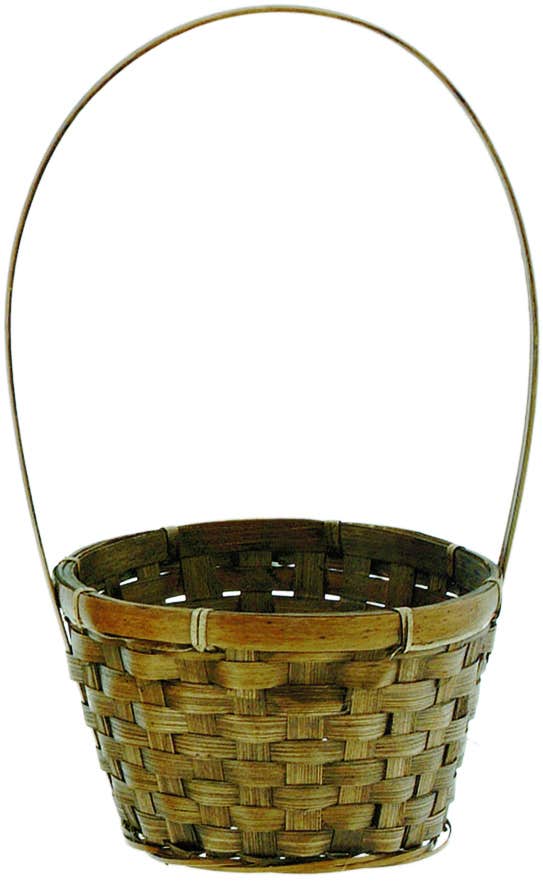 5 Round Brown Stained Bamboo Basket